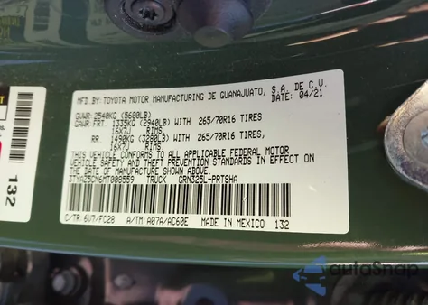 2021 Toyota Tacoma Sr5 V6 z USA, uszkodzony, nr VIN 3TYAZ5CN6MT008559